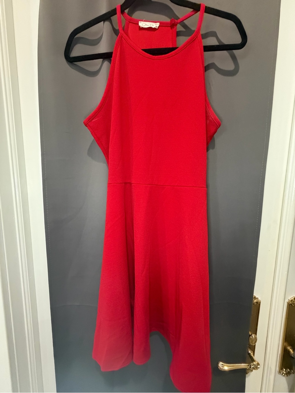 Chelsea Rae Red Fit & Flare Dress Sleeveless High Neck Party Cocktail Dress